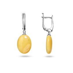 Серьги &quot;Капля&quot; Посеребрение с Янтарем