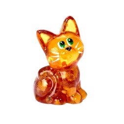 &quot;Кот с глазами&quot; фигурка Юв.смола с янтарем